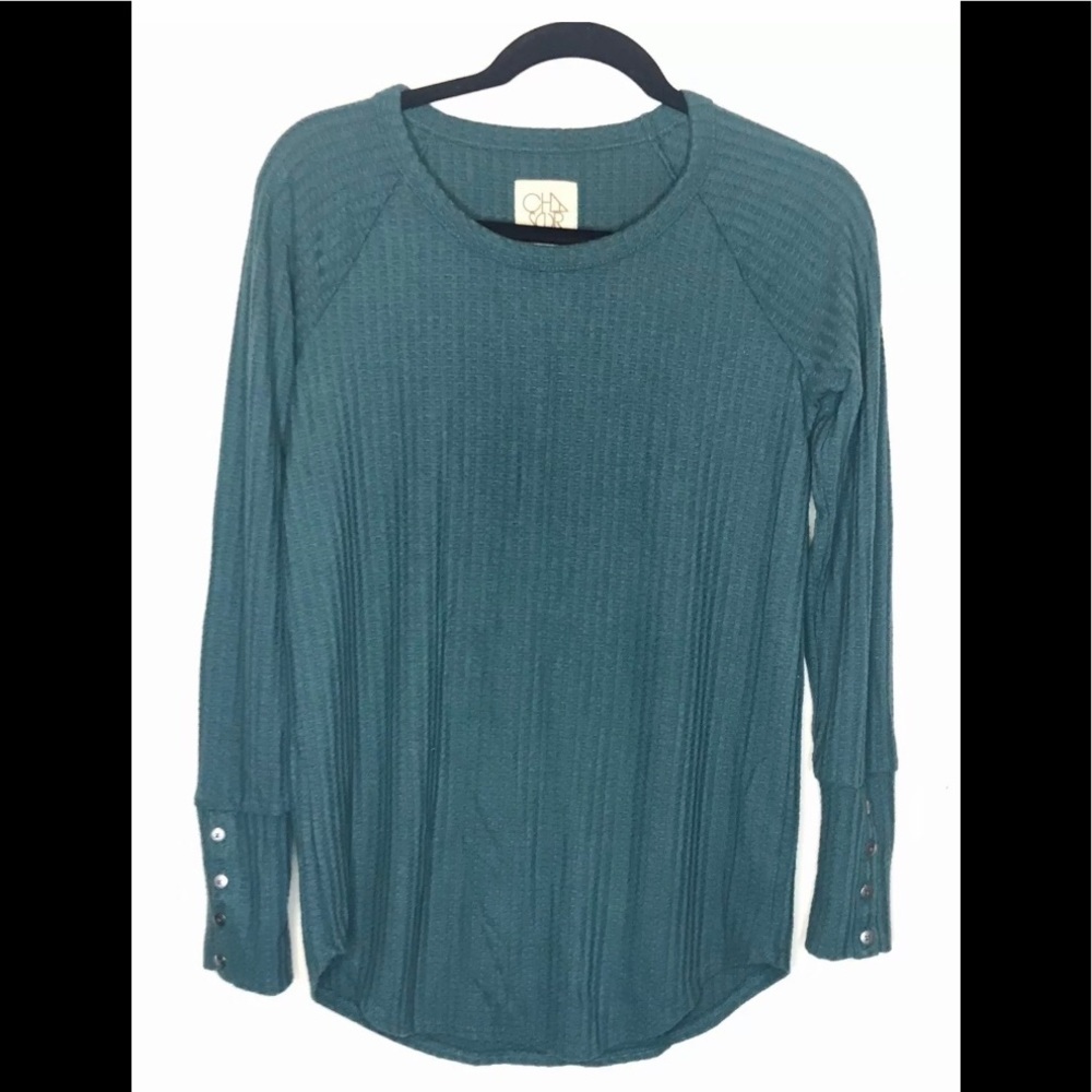 Chaser Long Sleeve Waffle Thermal Shirt Teal Green